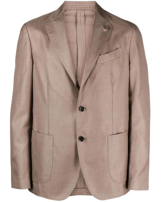 Lardini Brown Americana Brooch-Detail Blazer for men