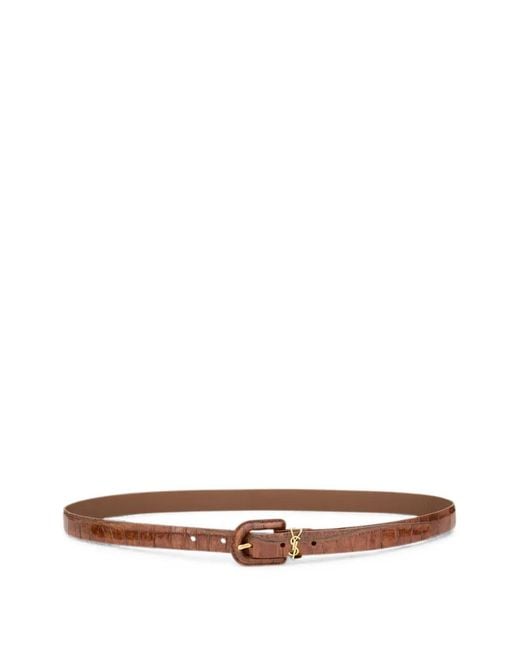 Saint Laurent White Cassandre Thin Belt