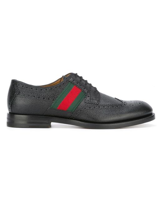 Gucci Black Strand Wingtip Oxford Shoes for men