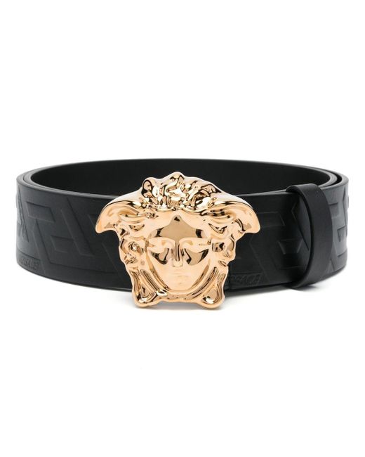 Versace Medusa Logo Calf-leather Belt in Black for Men | Lyst UK