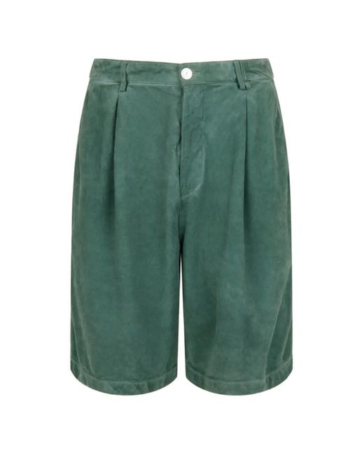 Marni Green Suede Shorts With Pleats for men