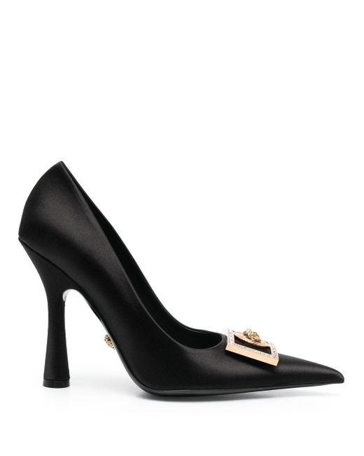 Versace Leather Medusa Biggie Crystal-embellished Pumps in Black | Lyst ...