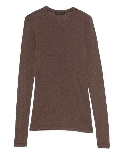 Top con cuello redondo Rohe de color Brown