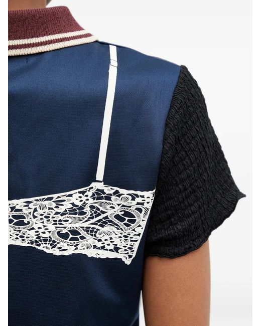 ANDERSSON BELL Blue Patchwork Striped Polo Shirt