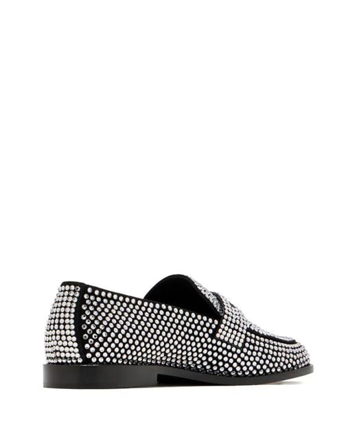 AMINA MUADDI Gray Tilda Crystal-Embellished Loafers