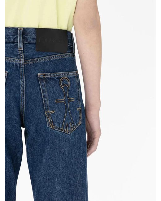 J.W. Anderson Blue High-Rise Straight-Leg Denim Jeans