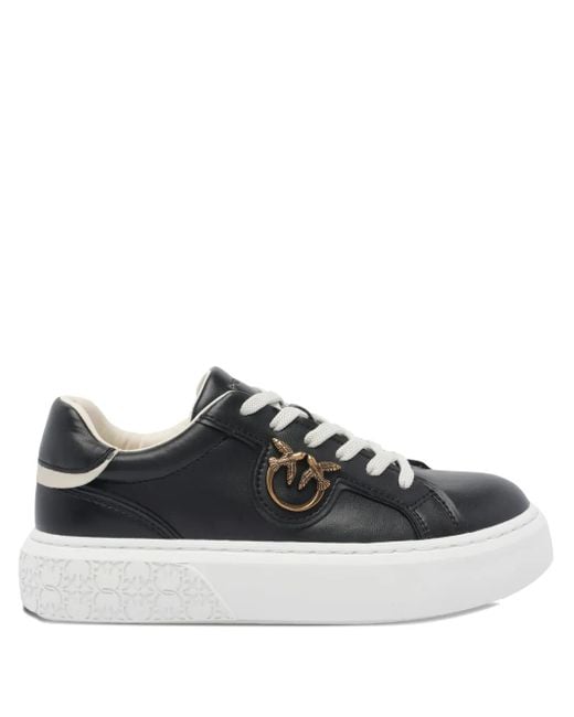 Pinko Black Yoko 06 Metallic-Trim Platform Sneakers