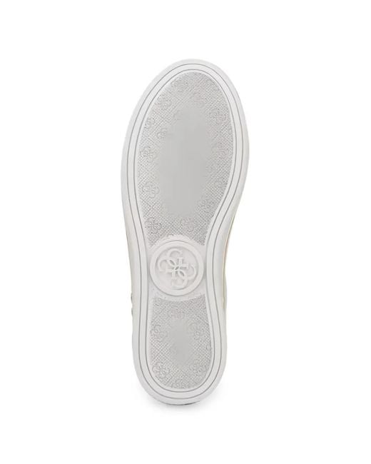 Guess White Stasey Logo-Embossed Lace-Up Sneakers