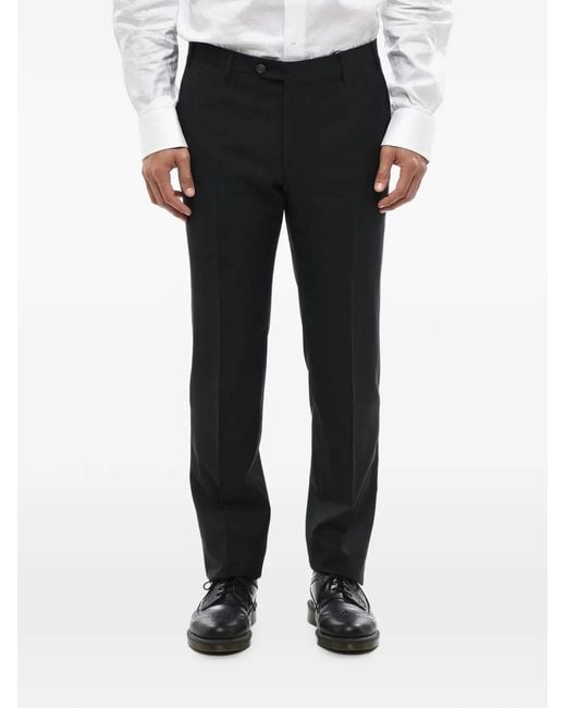 Corneliani Black Pressed-Crease Trousers for men