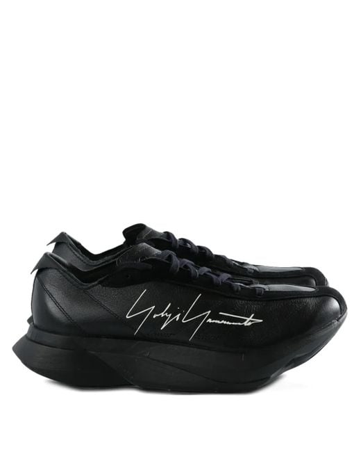 Y-3 Black Adios Pro 3.0 Lx Signature-Detail Leather Trainers