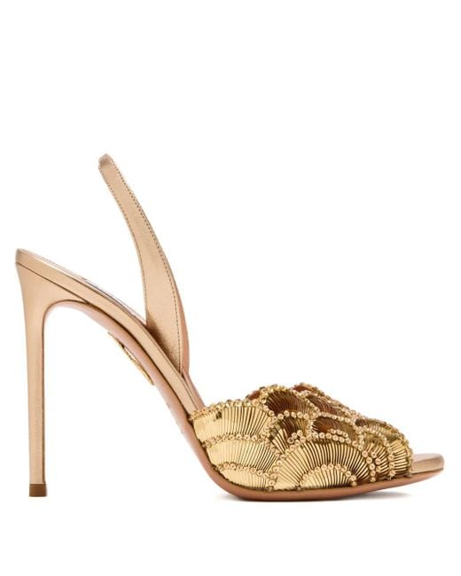 Aquazzura Metallic 105Mm Crystal-Embellishment Sandals