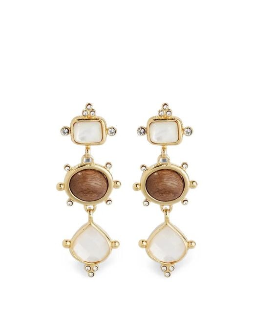 Gas Bijoux White Tiki Three Drop Earrings