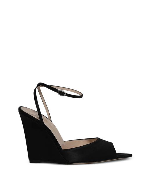 Andrea Wazen Black Loulou Wedge Sandals