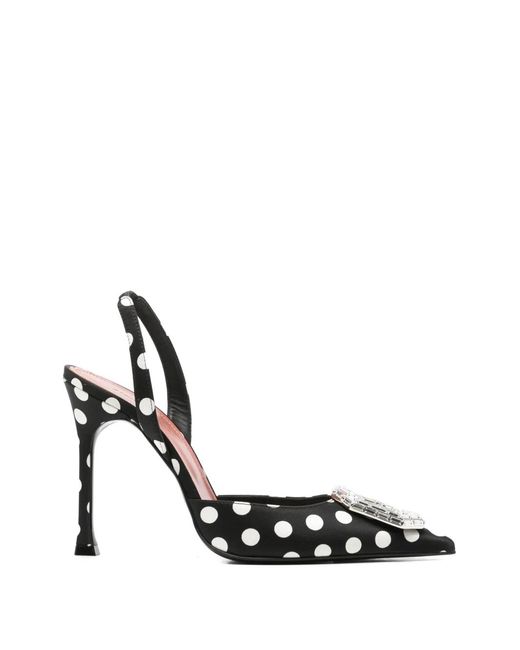 AMINA MUADDI White Camellia Polka-Dot-Pattern Pumps