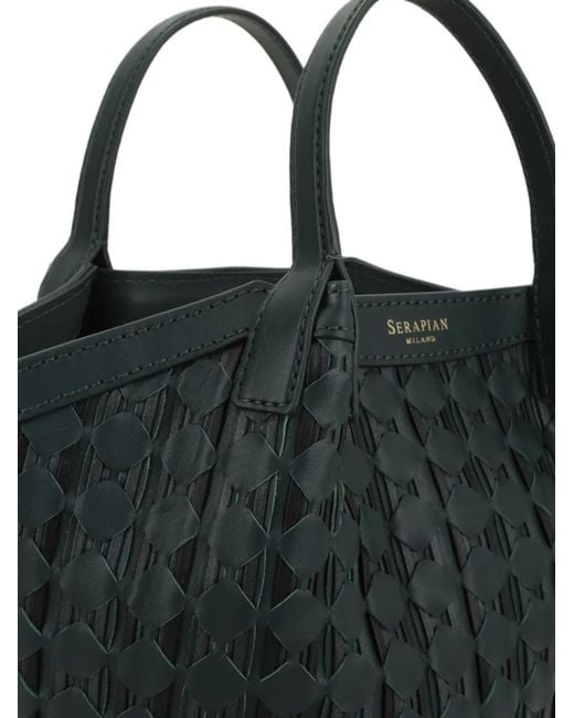 Serapian Black Mini Mosaico Tote Bag