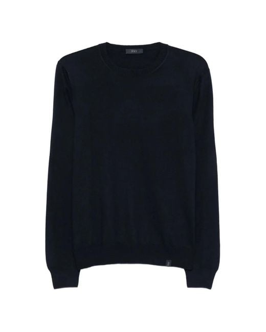 Fay Blue Crew-Neck Virgin-Wool Sweater for men