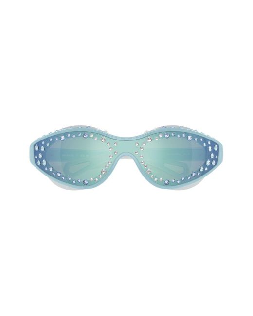 Swarovski Blue Crystal-embellished goggle-frame Sunglasses