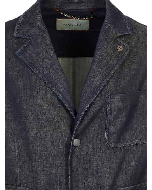 Canali Blue Patch-Pocket Denim Jacket for men