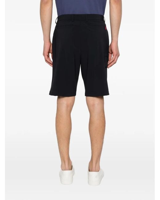 Manuel Ritz Black Logo-Patch Belt-Loop Shorts for men