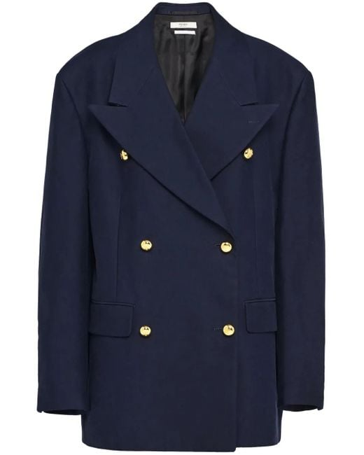 Prada Blue Double-Breasted Cotton Blazer