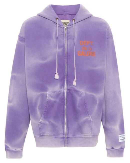 GALLERY DEPT. Bleached Zipped Cotton Hoodie in Purple for Men Lyst