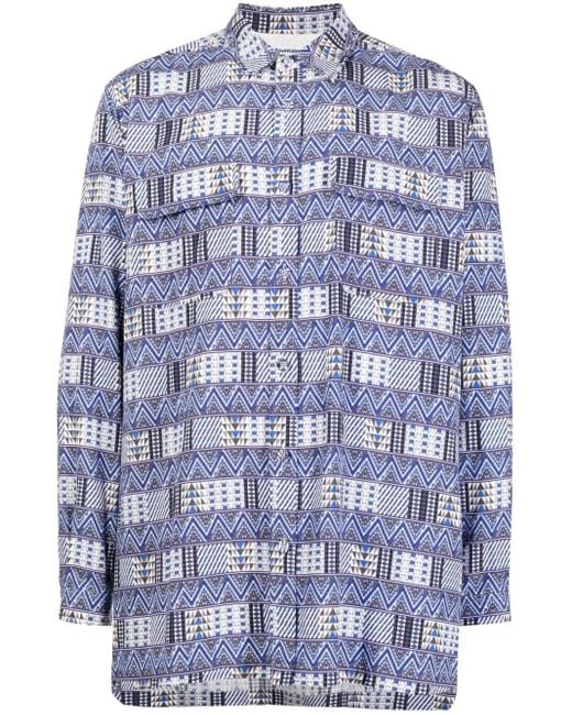 White Mountaineering Blue Patterned Shirt for men