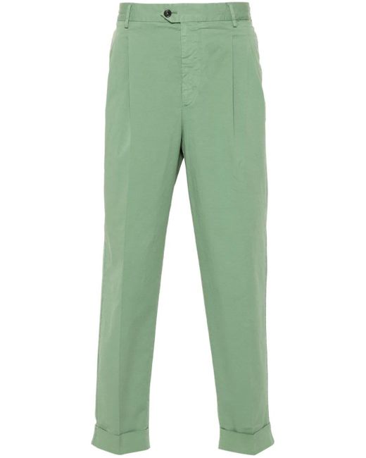 PT Torino Green Slim-fit Cotton Trousers for men
