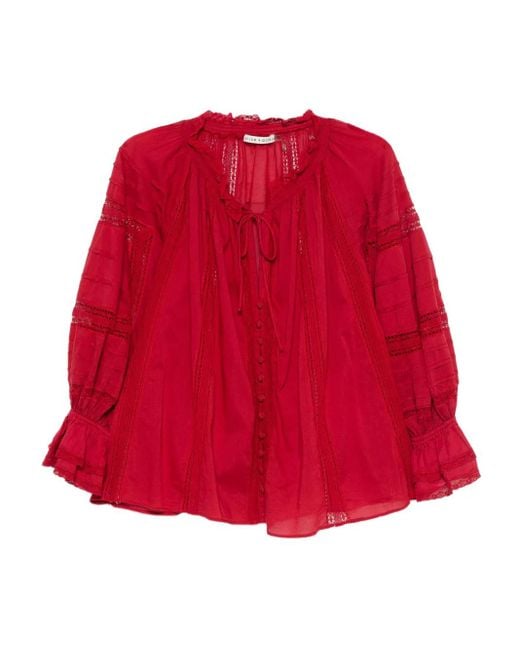 Blusa Con Bordo Di Pizzo di Alice + Olivia in Red