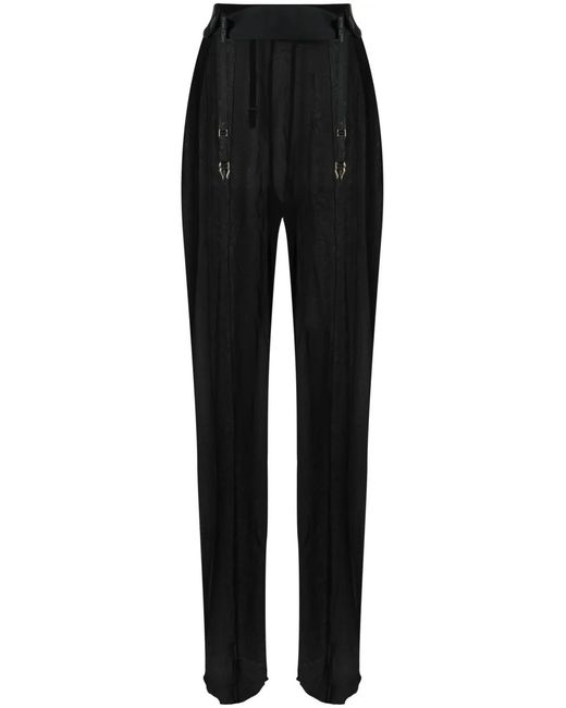 Maison Close Black Logo-Print Strap Sheer Trousers