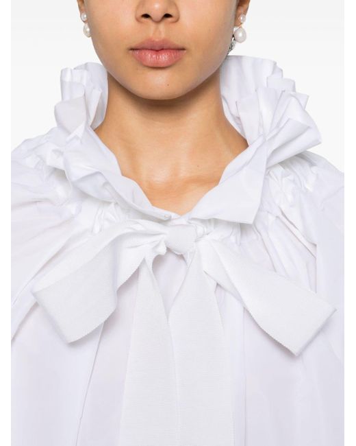 Blusa con cordones en el cuello Patou de color White