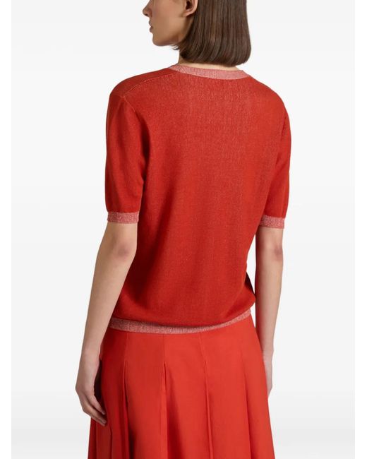 Zanone Red Jacquard Lily T-Shirt