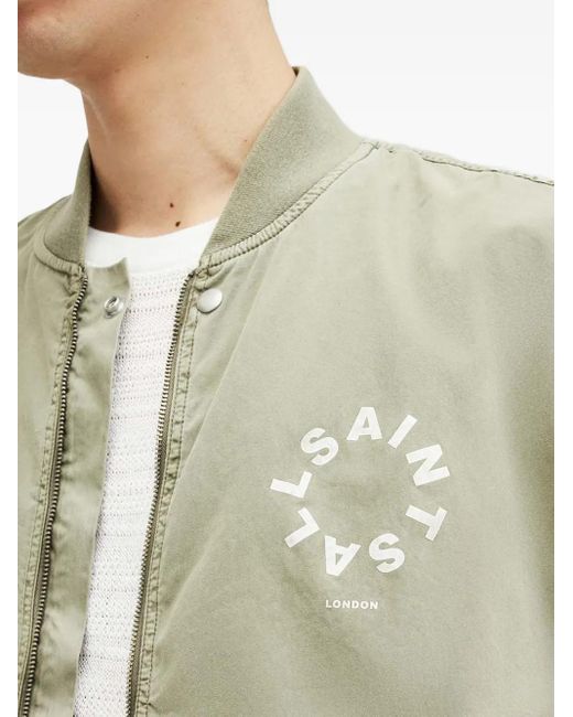 AllSaints Green Circular-Logo Bomber Jacket for men