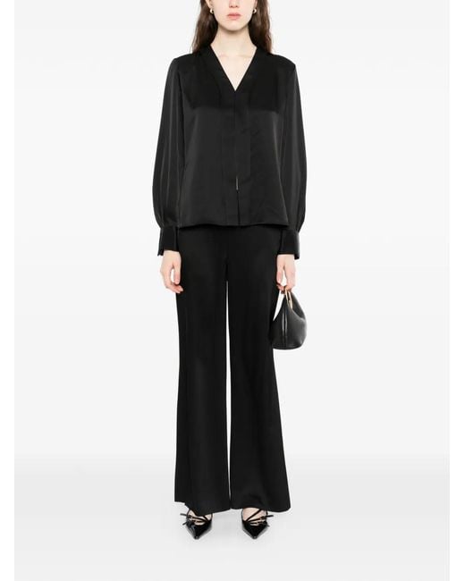 Theory Black Seam Satin Blouse