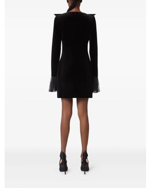 Nina Ricci Black Lace-Trimmed Mini Dress