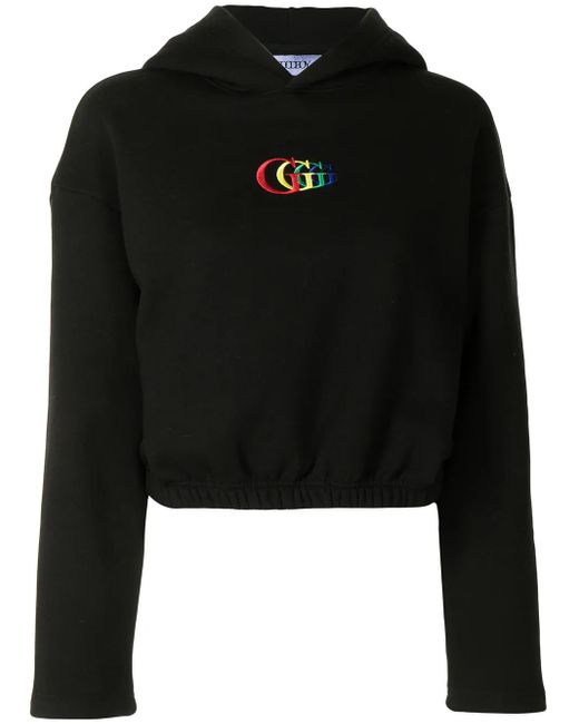 goodboy Black Logo-Embroidered Cropped Hoodie