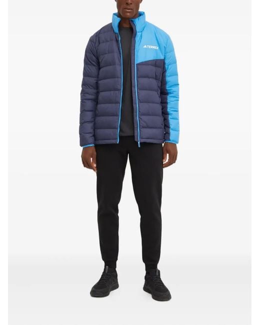 Adidas Blue Two-Tone Quilted-Design Jacket for men