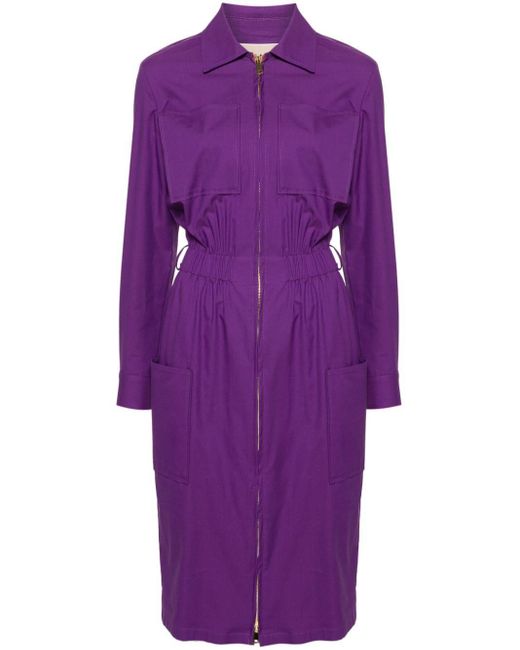 Blanca Vita Purple Zip-up Long-sleeve Dress