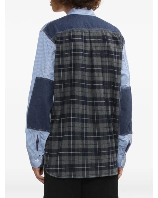 Junya Watanabe Blue Striped Patch-Detail Shirt for men
