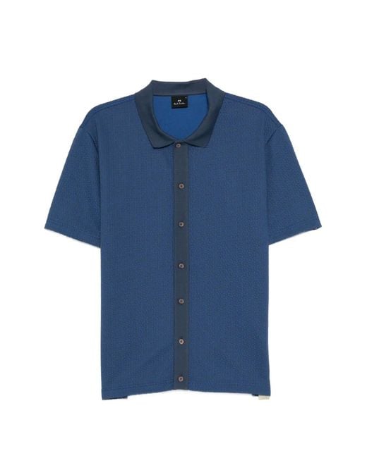 Paul Smith Blue Knitted Button Shirt for men