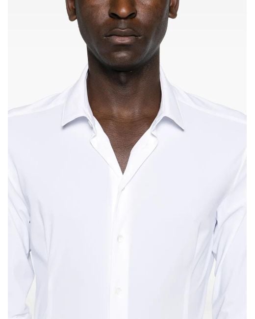 Patrizia Pepe White Classic-Collar Long-Sleeve Shirt for men