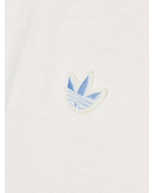 Adidas Blue Raglan-Sleeve Logo-Patch T-Shirt for men