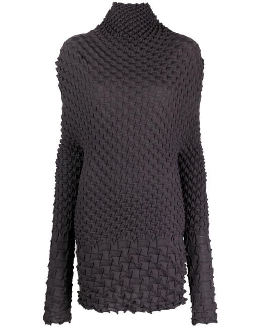 Issey Miyake Black Shell-knit Wool-blend Minidress