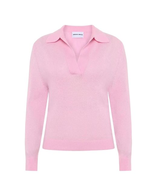 EMERSON RENALDI Pink V-Neck Collared Sweater