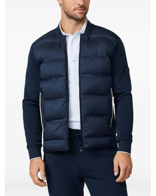Hackett Blue Quilted Hybrid Bomber Jacket for men