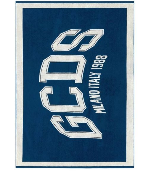 Gcds Blue Logo-Print Cotton Beach Towel