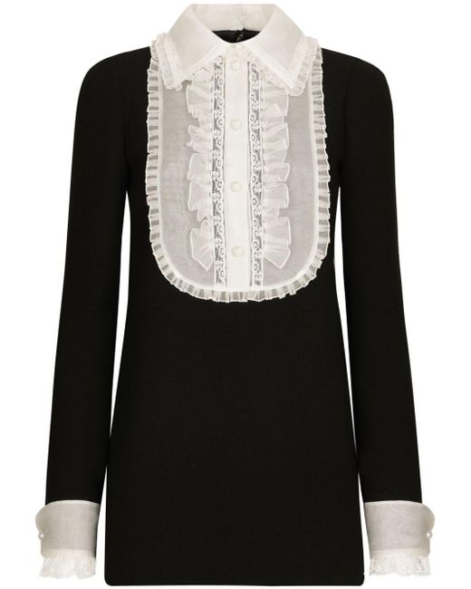 Robe courte à plastron contrastant Dolce & Gabbana en coloris Black