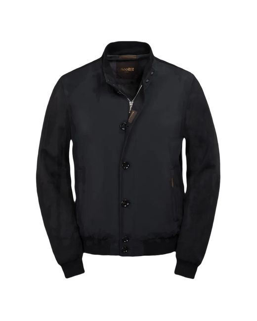 Moorer Blue Fidani-Jkr Buttoned Bomber Jacket for men