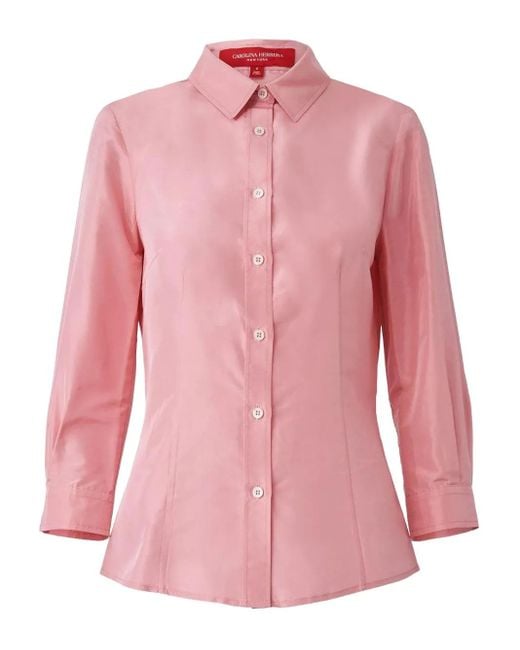 Carolina Herrera Pink Buttoned Taffeta Shirt