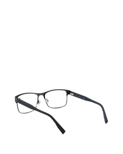 Lacoste Gray Matte-Finish Rectangle-Frame Glasses for men