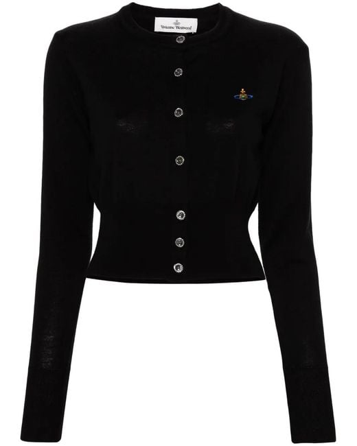 Vivienne Westwood Black Cardigan Mit Logo-Stickerei